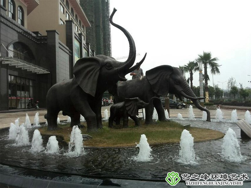 广场大象铜雕塑