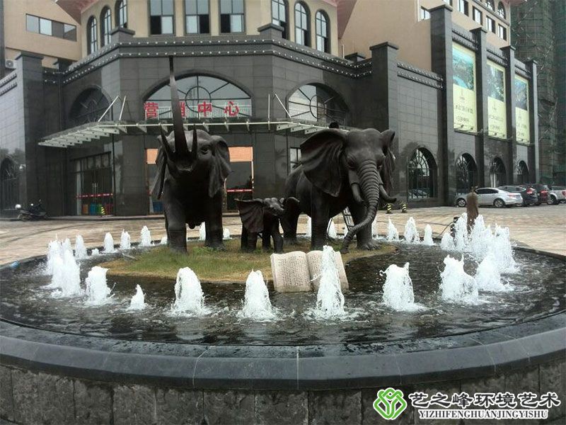 喷泉动物铜雕塑